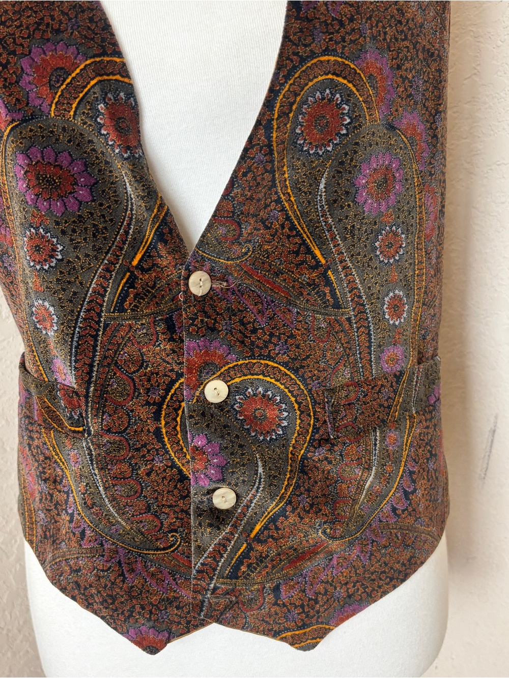 Genesis Unisex Boho Vintage paisley brocade vest Size Medium - Picture 3 of 7